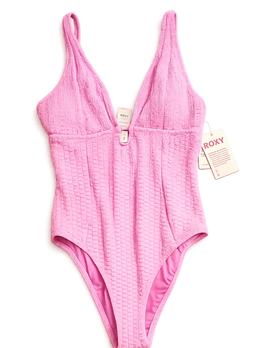Roxy Haliewa Pink Textured One-Piece Swimsuit NWT